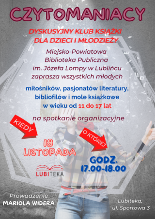 CZYTOMANIACY - DYSKUSYJNY KLUB KSIĄŻKI DLA DZIECI I MŁODZIEŻY